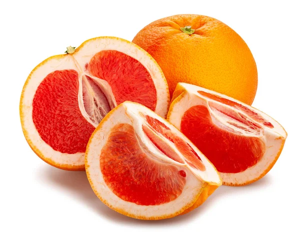 Gesneden Grapefruitpad Geïsoleerd Wit — Stockfoto