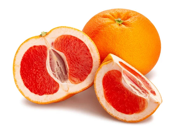 Szeletelt Grapefruit Elszigetelt Fehér — Stock Fotó
