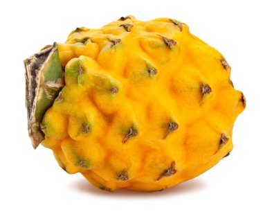 Sarı ejderha meyvesi pitahaya yolu beyazda izole edilmiş.