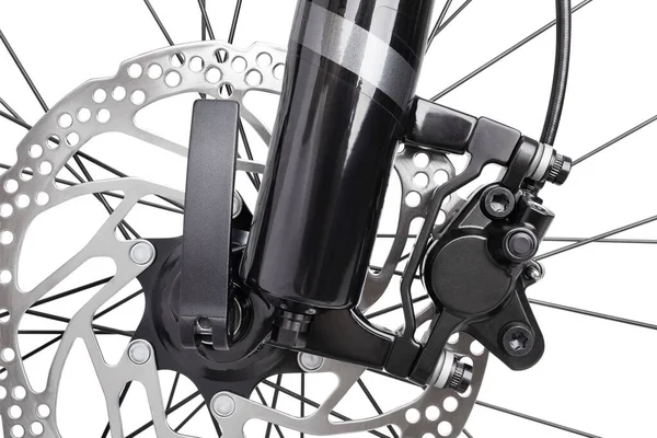 자전거 앞바퀴 브레이크가 흰색으로 분리되는 스톡 사진