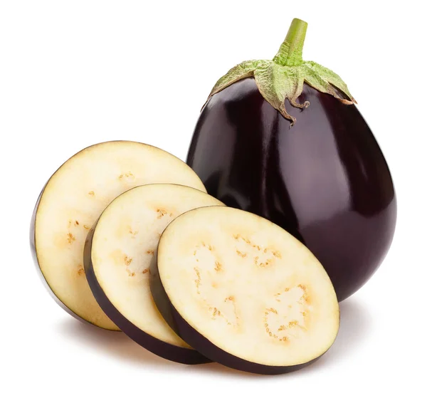 Sliced Eggplant Path Isolated White — Stock Photo, Image