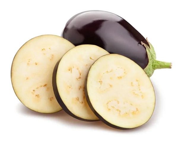 Sliced Eggplant Path Isolated White — Stock Photo, Image