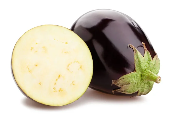 Sliced Eggplant Path Isolated White — Stock Photo, Image