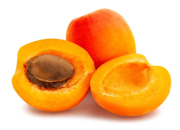 Sliced Apricot Path Isolated White — Stock Photo, Image