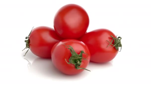 Tomate Ciruela Aislado Sobre Fondo Blanco — Vídeos de Stock