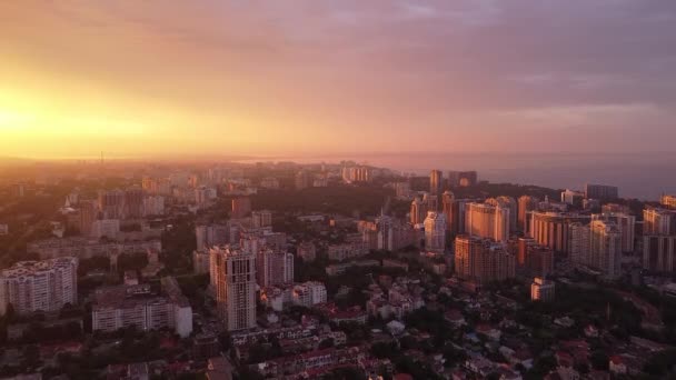 Sonnenuntergang Über Der Hafenstadt Odessa Ukraine — Stockvideo