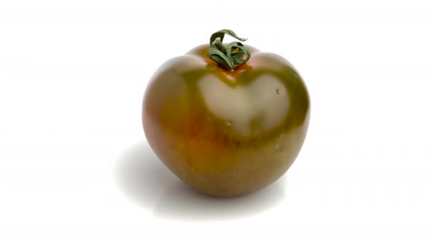 Kumato Tomat Isolerad Vit Bakgrund — Stockvideo
