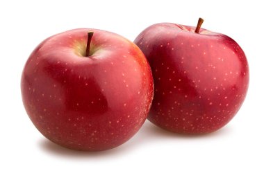 Koyu kırmızı elma yolu beyaz üzerinde izole