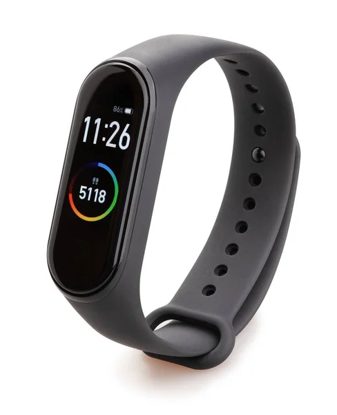 Smart Band Fitness Tracker Hand Väg Isolerad Vit — Stockfoto