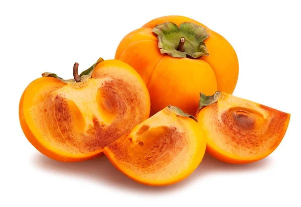 Gesneden Kinglet Persimmons Pad Geïsoleerd Wit — Stockfoto