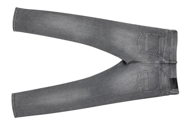 Caminho Jeans Cinza Isolado Branco — Fotografia de Stock