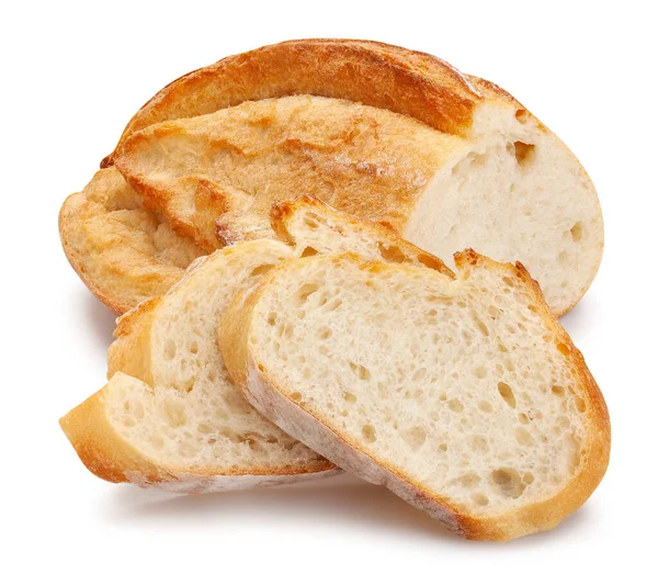 Нарізана Біла Доріжка Хліба Ізольована Білому — стокове фото