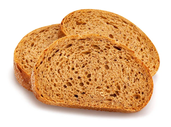 Krájená Cesta Hnědého Chleba Izolovaná Bílém — Stock fotografie