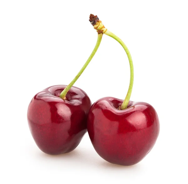 İki kırmızı Cheries — Stok fotoğraf