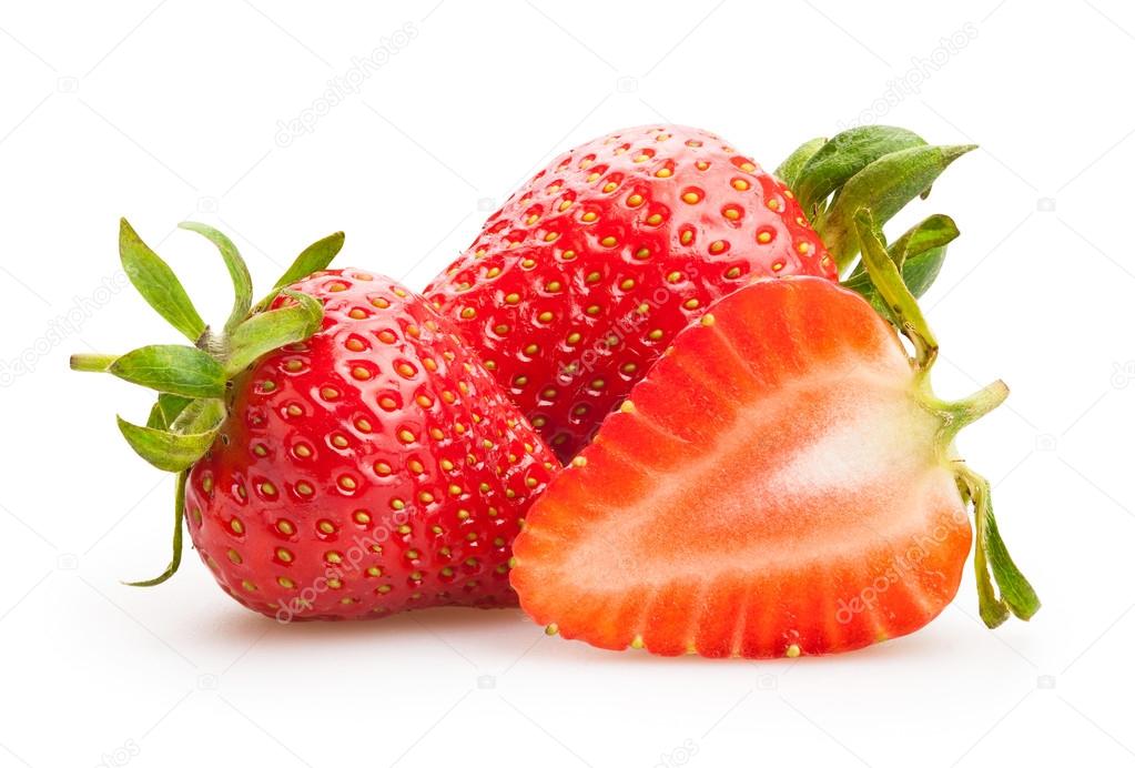 Strawberries group isolated