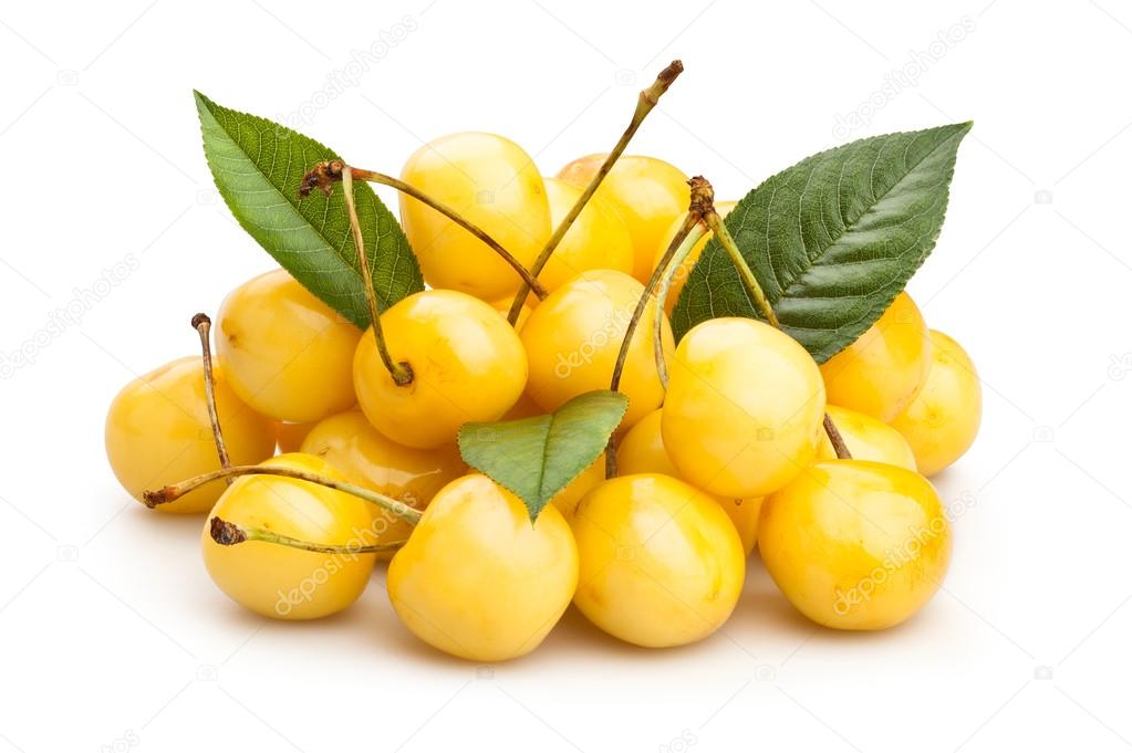 Yellow cherries isolated Stock Photo by ©bergamont 61573523