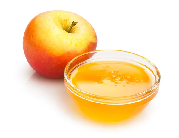 Apple and honey isolated — Stockfoto