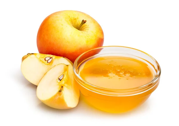 Apple and honey isolated — 图库照片