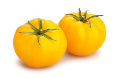 Sarı domates yolu beyaz üzerinde izole