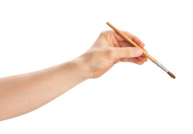 Beyaz yolda el fırçası izole