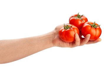 Kırmızı domates beyaz yolda izole edilmiş.