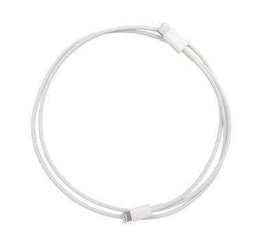 usb type-c lighting cable path isolated on white