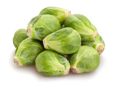 Brüksel lahanası beyaz yolda izole edilmiş.