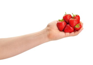 Elde çilek yolu beyaz üzerinde izole