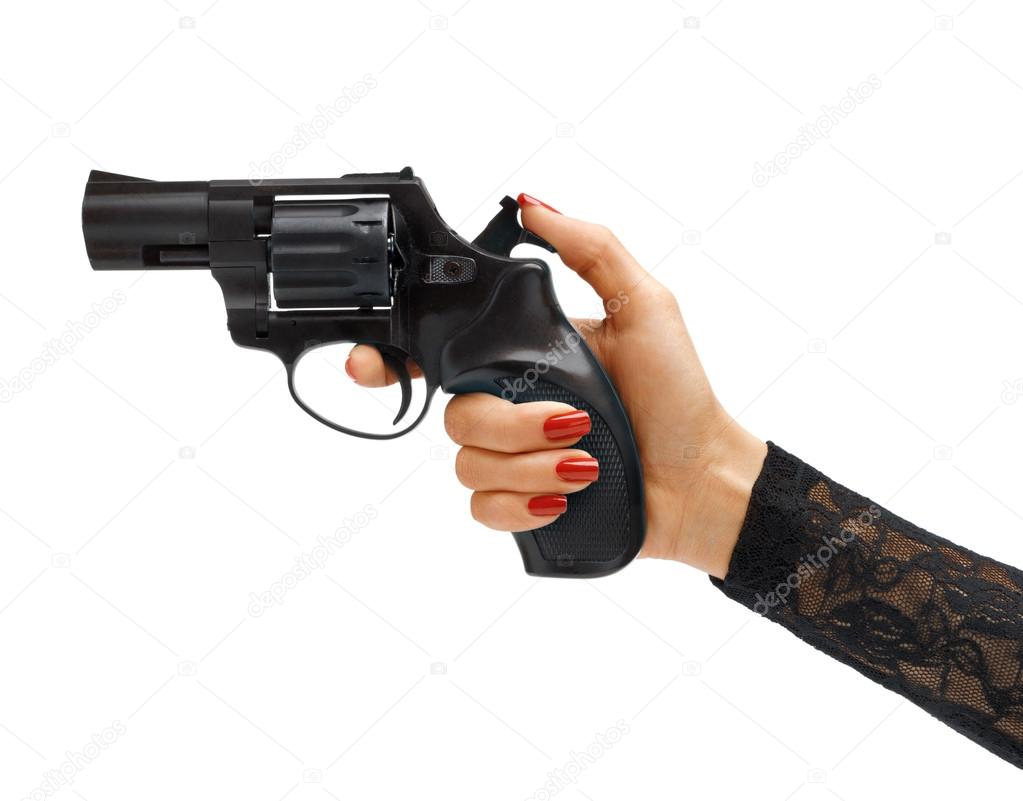 Woman's hand cocking revolver gun ??? Stock Photo ?? RomarioIen 106216100