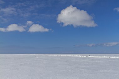 Kihnu Island, Estonya tarafından dondurulmuş Baltık Denizi.