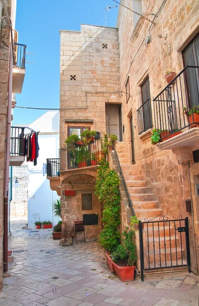 Een steegje. Polignano een merrie. Een Puglia. Italië. — Stockfoto