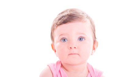 Beautiful serious baby girl.  clipart