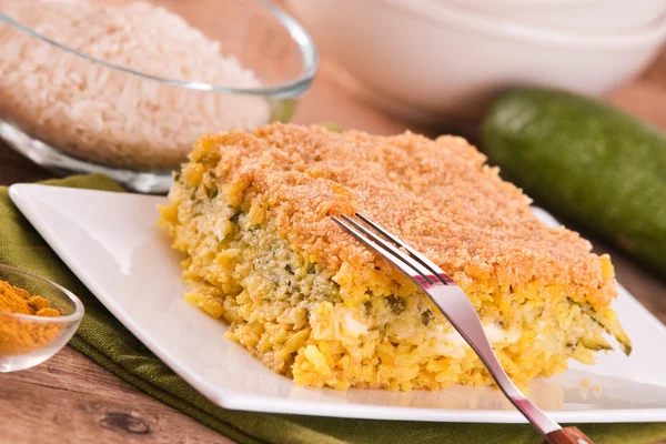 Rice timbale with zucchini. — Stock Photo, Image