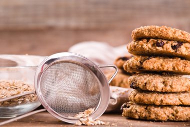 yulaf ezmeli kurabiye ahşap tablo. 