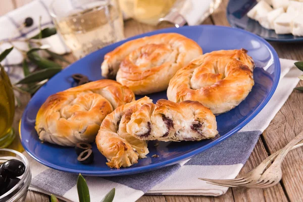 Pastry Swirls Cheese Olive Filling — Stock Photo, Image