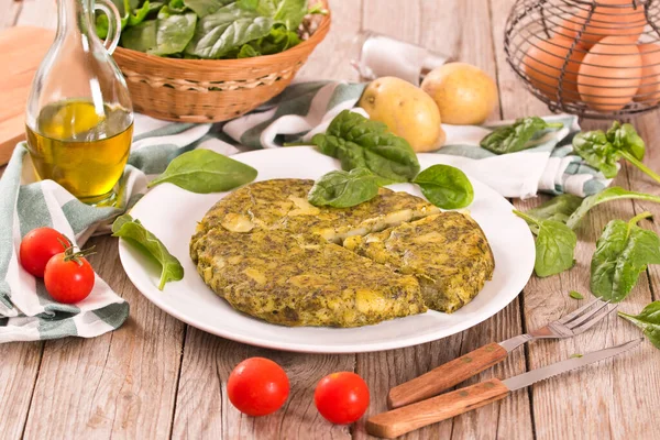 Frittata Spagnola Con Spinaci — Foto Stock