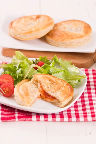 Puff Pastry Filled Tomato Mozzarella Cheese — Stock Photo, Image