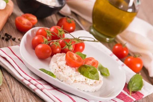 Torte Riso Con Fiocchi Latte Pomodoro — Foto Stock