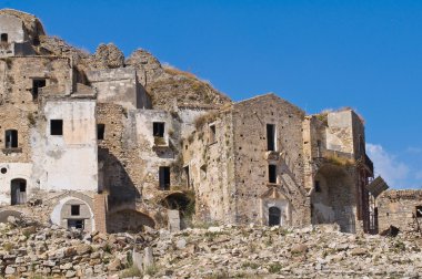 Manzarayı Craco. Basilicata. Güney İtalya.