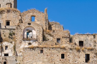 Manzarayı Craco. Basilicata. Güney İtalya.
