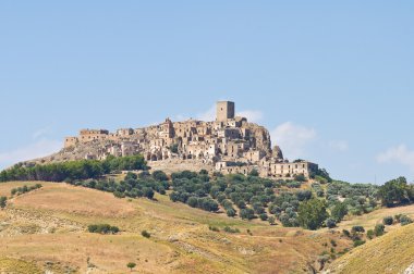 Manzarayı Craco. Basilicata. Güney İtalya.