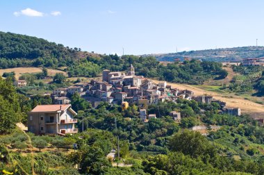 Cancellara panoramik manzaralı. Basilicata. Güney İtalya.