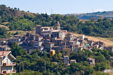 Cancellara panoramik manzaralı. Basilicata. Güney İtalya.