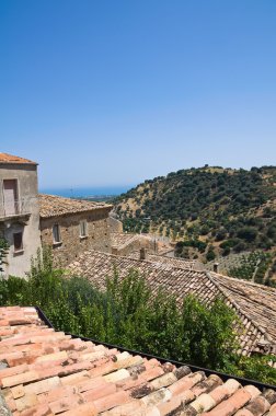 rocca Imperiale panoramik manzaralı. Calabria. İtalya.