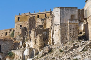 Manzarayı Craco. Basilicata. Güney İtalya.