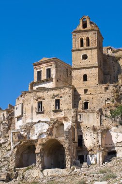 Manzarayı Craco. Basilicata. Güney İtalya.