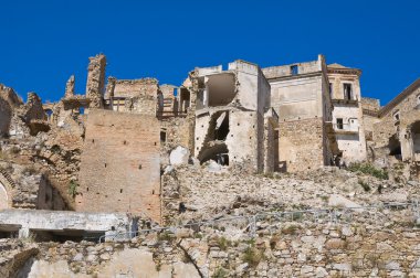 Manzarayı Craco. Basilicata. Güney İtalya.