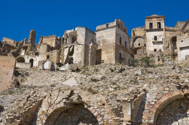 Manzarayı Craco. Basilicata. Güney İtalya.