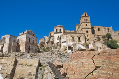 Manzarayı Craco. Basilicata. Güney İtalya.