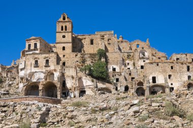 Manzarayı Craco. Basilicata. Güney İtalya.